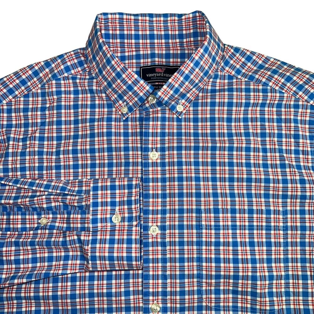 Vineyard Vines Performance Mens Multicolor Plaid Classic Fit Murray Shirt Large